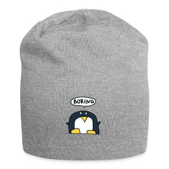 Bored penguin says Boring - Jersey Beanie - heather grey - Front