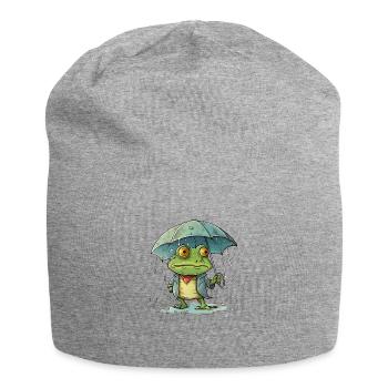 Green frog is frustrated by the bad weather - Jersey Beanie - heather grey - Front