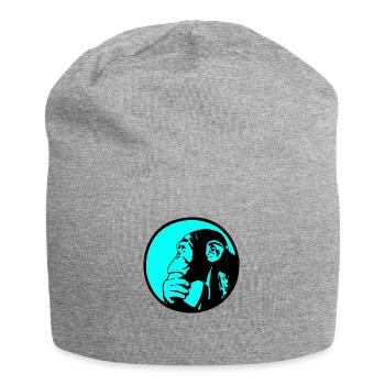 Thinking Monkey Chimpanzee - Jersey Beanie - heather grey - Front