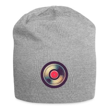Retro Schallplatte - Jersey-Beanie - Grau meliert - Vorne