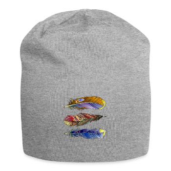 Feder - Jersey-Beanie - Grau meliert - Vorne