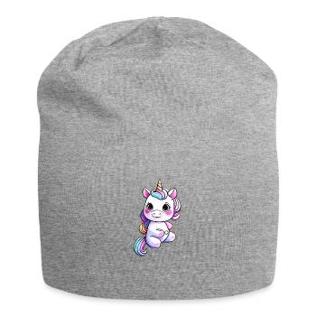 Einhorn Mädchen Einhörner Fabeltier Unicorn - Jersey-Beanie - Grau meliert - Vorne