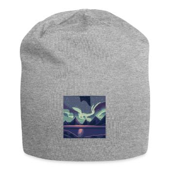 Polarlichter am Nachthimmel - Jersey-Beanie - Grau meliert - Vorne