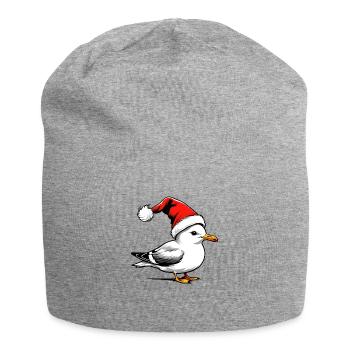 Weihnachts-Möwe mit Mütze - Jersey-Beanie - Grau meliert - Vorne
