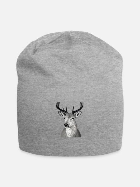 Modernes Reh - Jersey-Beanie - Grau meliert