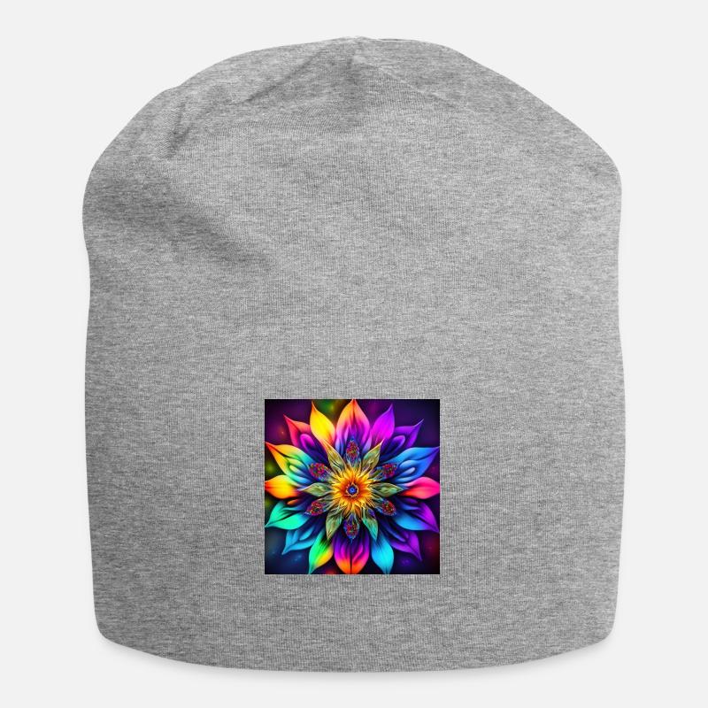 Blume - Jersey-Beanie - Grau meliert