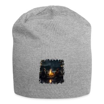 Wenn Kinder um ein Lagerfeuer sitzen - Jersey-Beanie - Grau meliert - Vorne