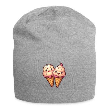 Lächelnde Eiskreation - Jersey-Beanie - Grau meliert - Vorne