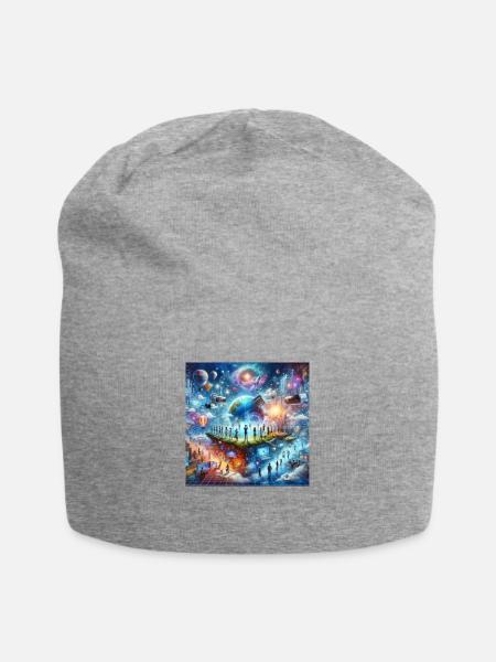 Komm ins Metaverse - Jersey-Beanie - Grau meliert