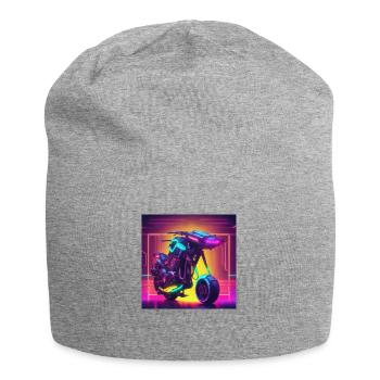Futuristisches Motorrad - Jersey-Beanie - Grau meliert - Vorne