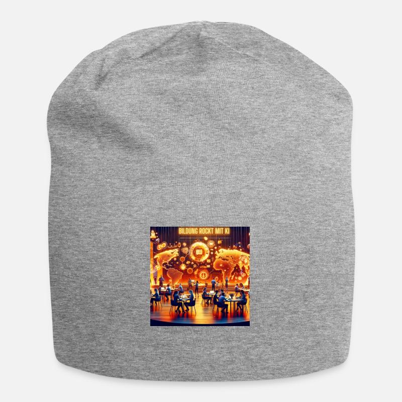 Bildung rockt mit KI - Jersey-Beanie - Grau meliert