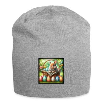 ein süßer hase sitzt in einem Korb - Jersey-Beanie - Grau meliert - Vorne