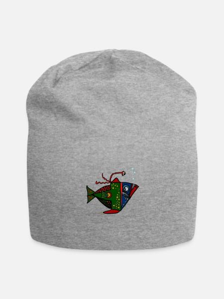 Fisch Anglerfisch - Jersey-Beanie - Grau meliert
