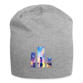 Mädchen in der Stadt - Jersey-Beanie - Grau meliert - Vorne