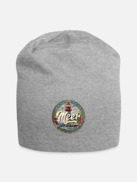 Am Meer. Zuhause. - Jersey-Beanie - Grau meliert