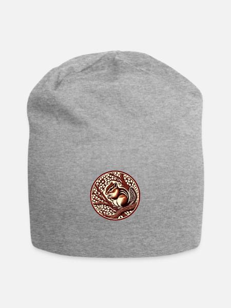 Niedliches Streifenhörnchen - Jersey-Beanie - Grau meliert