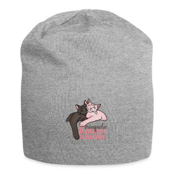 zweifache Katzenmama - Jersey-Beanie - Grau meliert - Vorne