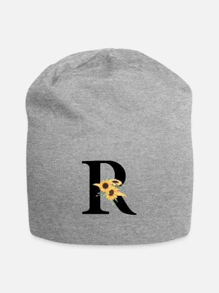 Buchstabe r florale Sonnenblume - Jersey-Beanie - Grau meliert