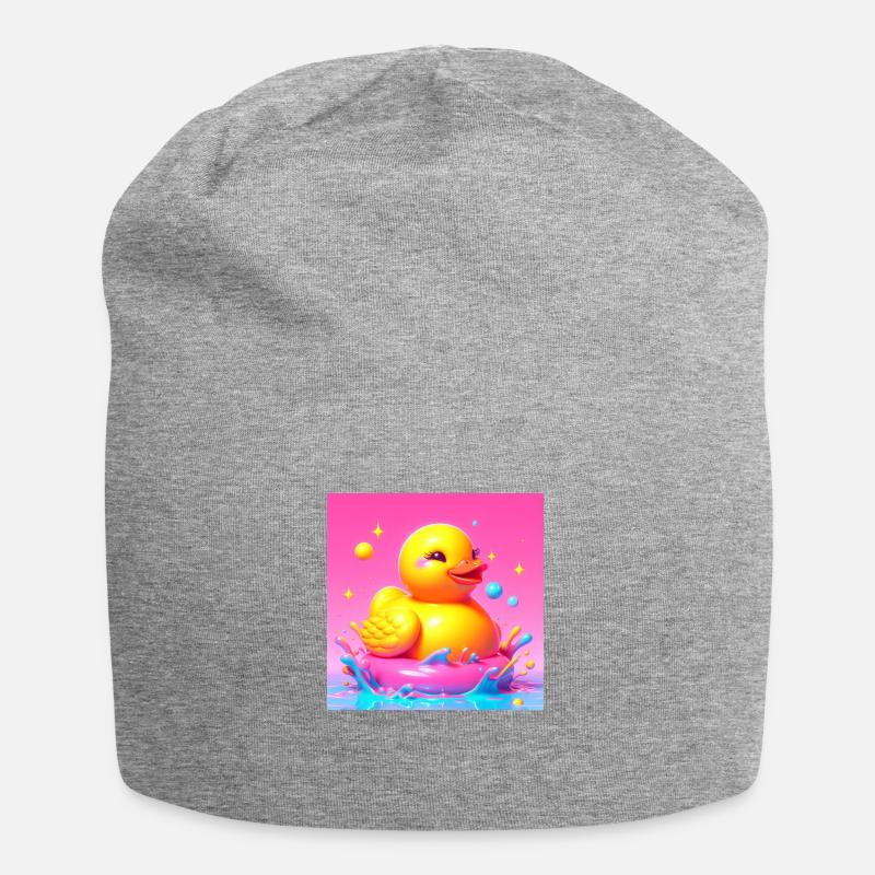 Bath Duck 3D hyperréaliste en risographie - Bonnet en jersey - gris chiné