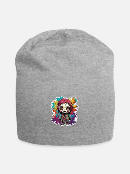 Horror Puppe / Halloween / gruselig / düster - Jersey-Beanie - Grau meliert