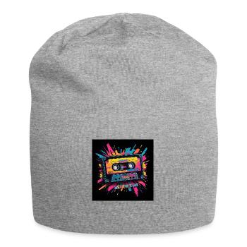 Kassette 80er - Bo-Grafik - Jersey-Beanie - Grau meliert - Vorne