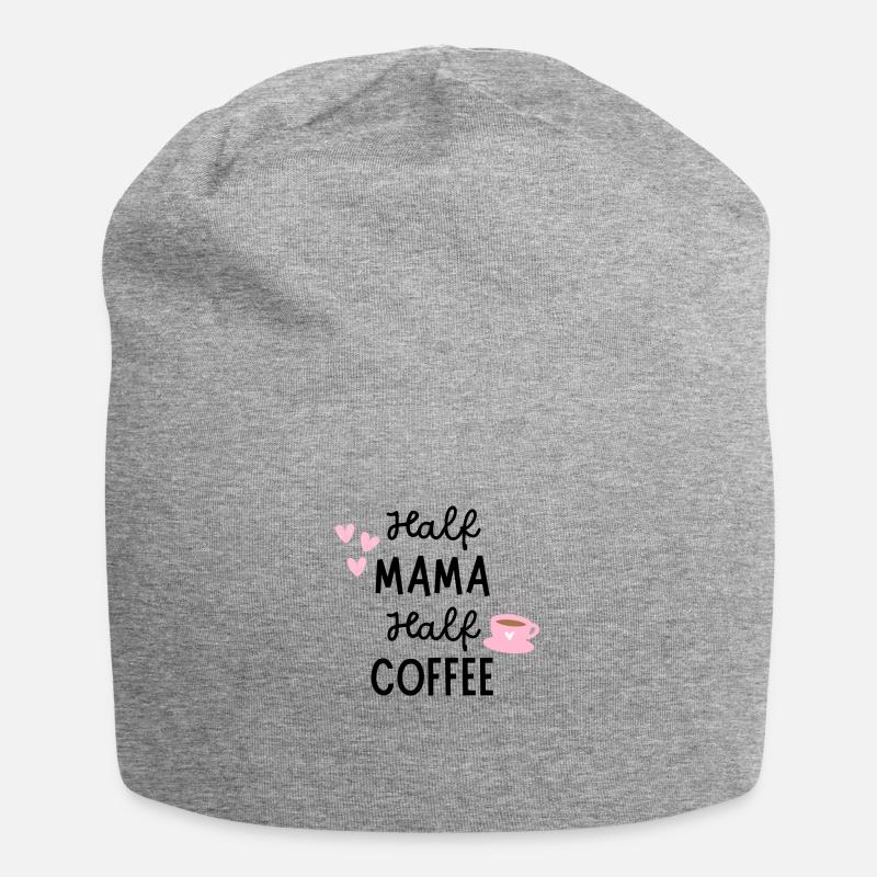 Half Mama Half Coffee - Jersey-Beanie - Grau meliert