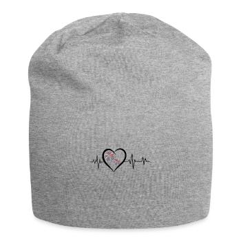 Herzschlag-Feuerwerk - Jersey-Beanie - Grau meliert - Vorne