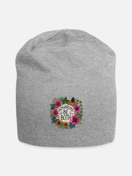 Mensch: Sei beides - Jersey-Beanie - Grau meliert