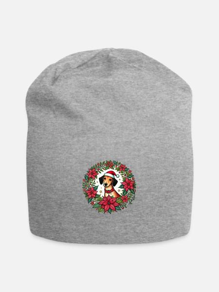 Doxie-Weihnachten - Jersey-Beanie - Grau meliert