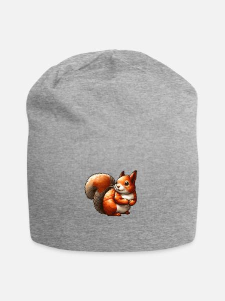 Süßes rotes Eichhörnchen - Jersey-Beanie - Grau meliert