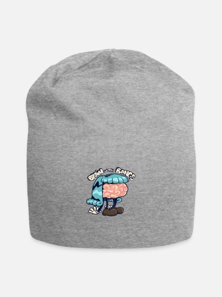 Gehirn mit Pony - Jersey-Beanie - Grau meliert