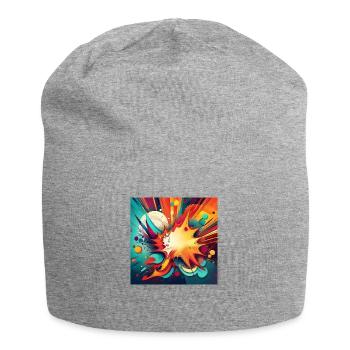 Abstract Colourful Splash with Explosive Design - Jersey Beanie - heather grey - Front
