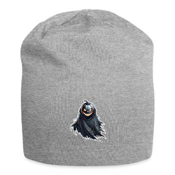 Zierkürbis mit Umhang - Jersey-Beanie - Grau meliert - Vorne