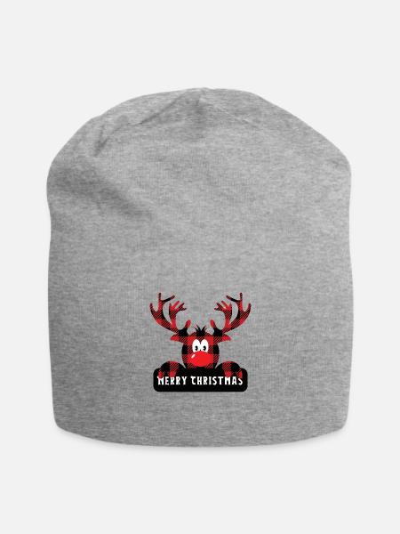 Rudolph kariert - Jersey-Beanie - Grau meliert