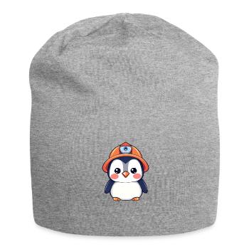 Pingouin de l’équipe de construction dans un casque de sécurité orange - Bonnet en jersey - gris chiné - Devant