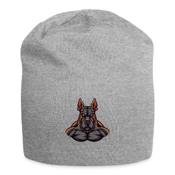 Chien Doberman - Bonnet en jersey - gris chiné - Devant