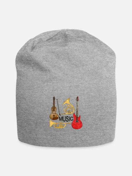 Musikinstrumente - Jersey-Beanie - Grau meliert