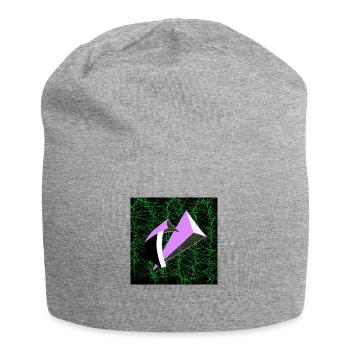 Violette Fantasiefigur auf grünem Hintergrund - Jersey-Beanie - Grau meliert - Vorne