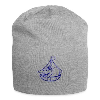 Lustiges Nilpferd Kapitän Segelt Süß Cartoon Comic - Jersey-Beanie - Grau meliert - Vorne