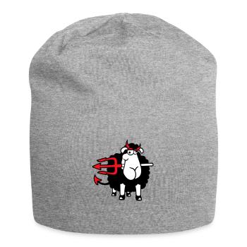 Sheep Devil Satan Hell Evil Trident Horns Cool - Jersey Beanie - heather grey - Front