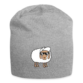Cooles Schaf Sonnenbrille Cappy Mütze Sommer Spaß - Jersey-Beanie - Grau meliert - Vorne
