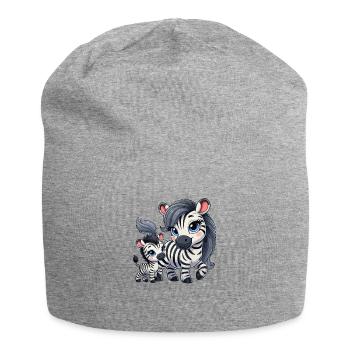 Mère zèbre avec enfant - Bonnet en jersey - gris chiné - Devant