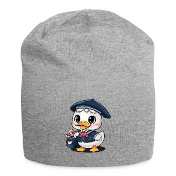 Caneton kawaii en uniforme scolaire traditionnel - Bonnet en jersey - gris chiné - Devant