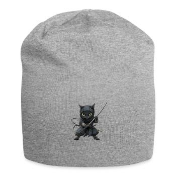 Cat Ninja, Katzenliebhaber Shirt, Taschen, Shirt, TankTop - Jersey-Beanie - Grau meliert - Vorne