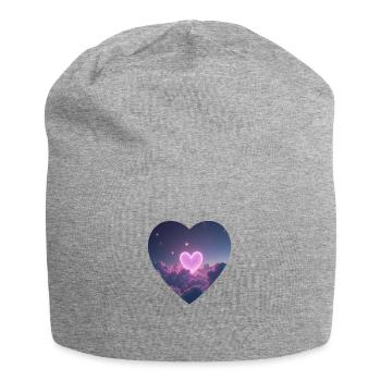 Herz Sterne Himmel - Jersey-Beanie - Grau meliert - Vorne