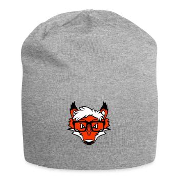 Fox Nerd Horn-rimmed Glasses Geek Smart Intelligent Cool - Jersey Beanie - heather grey - Front