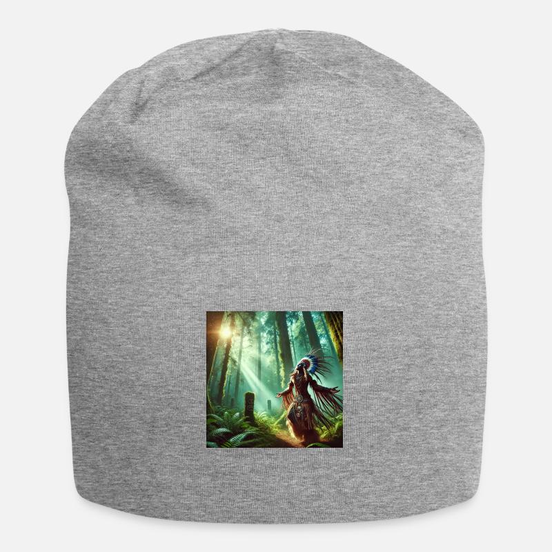 Schamane in Trance (A) - Jersey-Beanie - Grau meliert
