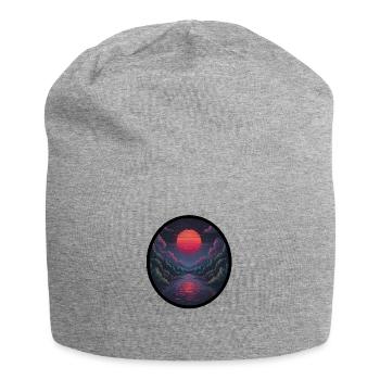 Coucher de soleil pixel sur l’eau - Bonnet en jersey - gris chiné - Devant