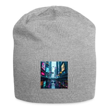 Paysage urbain futuriste au néon : une vision vibrante - Bonnet en jersey - gris chiné - Devant