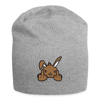 Hase Mittelfinger Zeigen Böse Frech Beleidigend - Jersey-Beanie - Grau meliert - Vorne